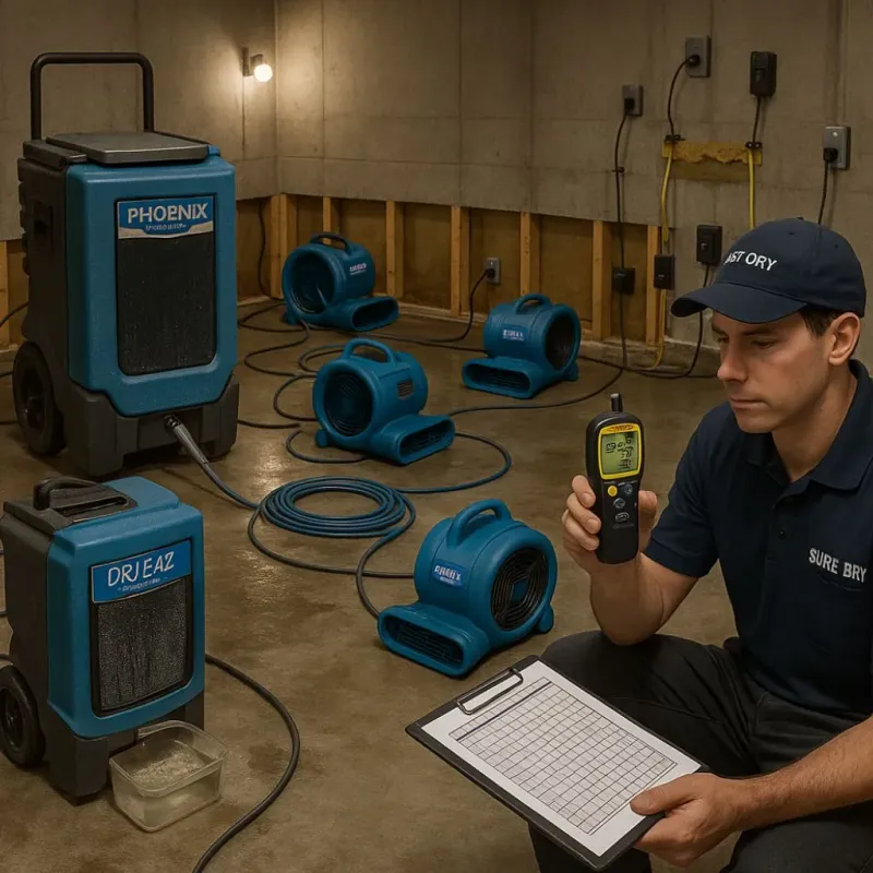 Structural Drying and Dehumidification process in Marion, AR